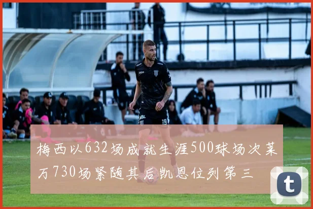 梅西以632场成就生涯500球场次莱万730场紧随其后凯恩位列第三